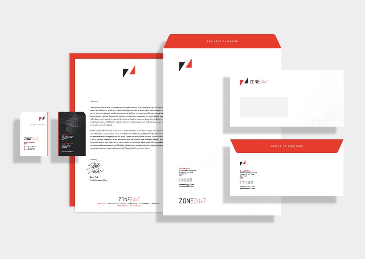 Zone24x7 Inc科技品牌vi設計 信封設計