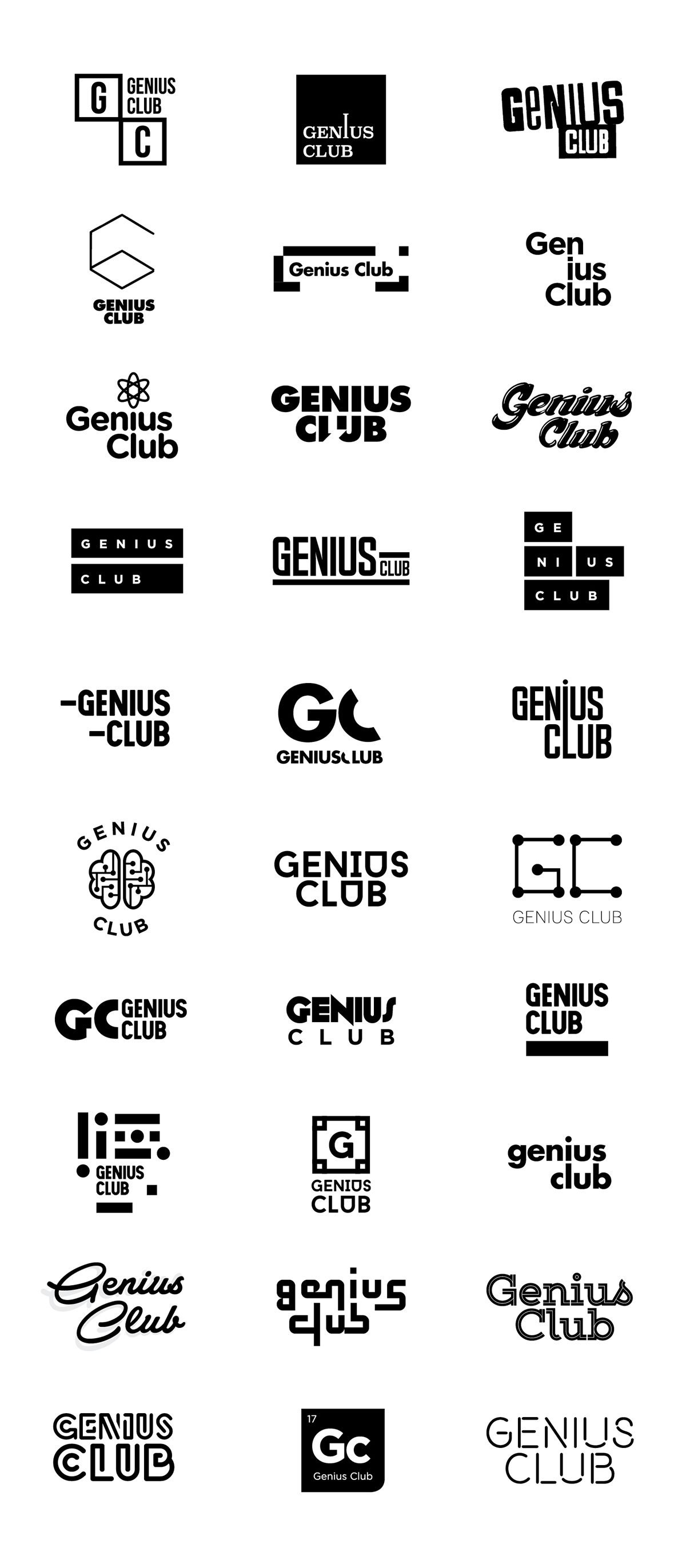 天才俱樂部VI設計  黑白標志設計