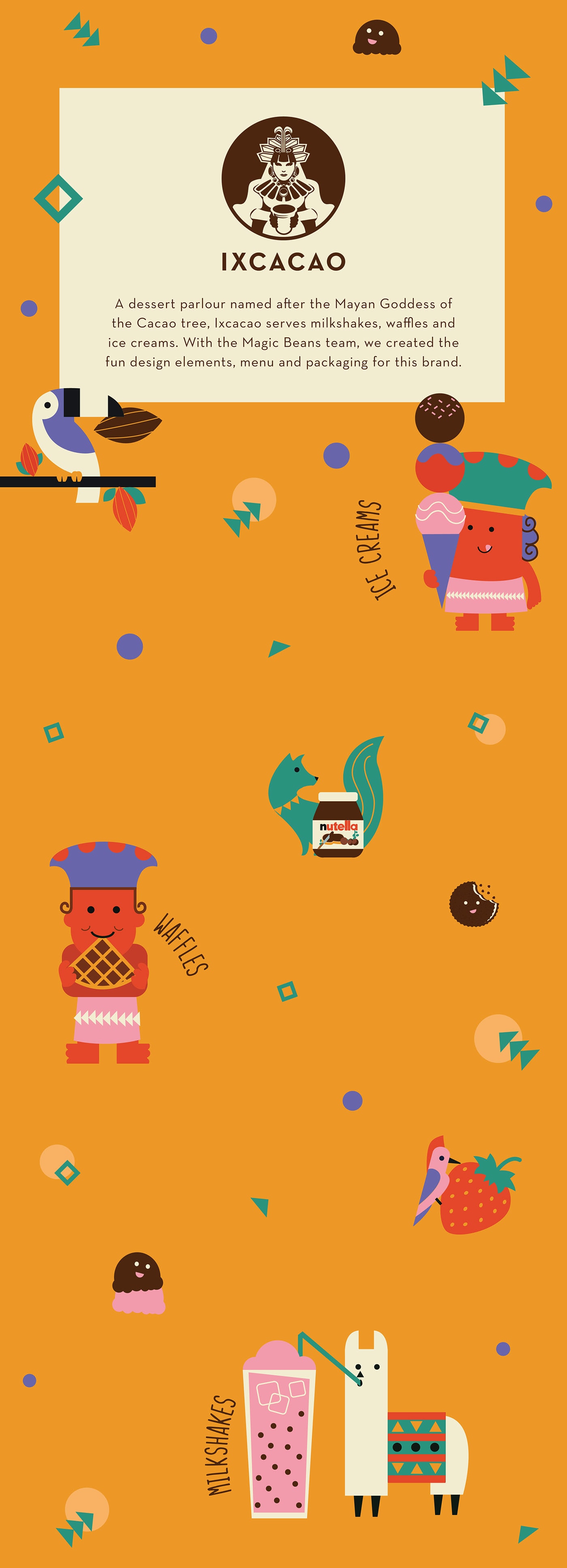 瑪雅藝術主題甜點店Ixcacao品牌VI視覺設計 瑪雅藝術主題甜點店Ixcacao品牌VI視覺設計,食品VI設計,品牌視覺設計,深圳VI設計,左右格局